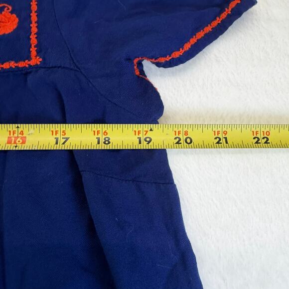 Old Navy Women's Size Large Navy Blue w/Orange Embroidered Neckline Shift Dress - Picture 3 of 8